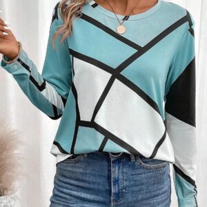 Color Block Casual Long Sleeve Tee - Image 3