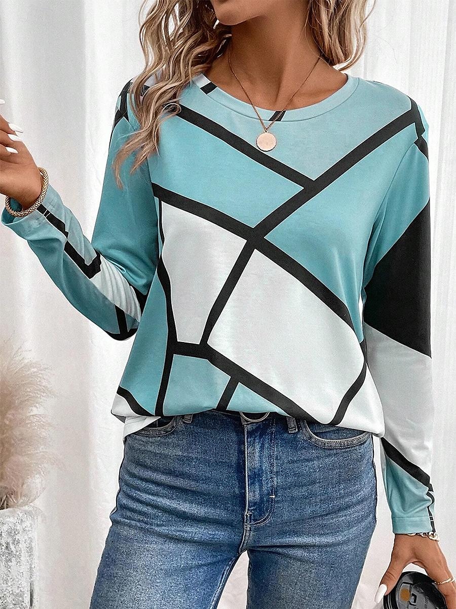 Color Block Casual Long Sleeve Tee - Image 3