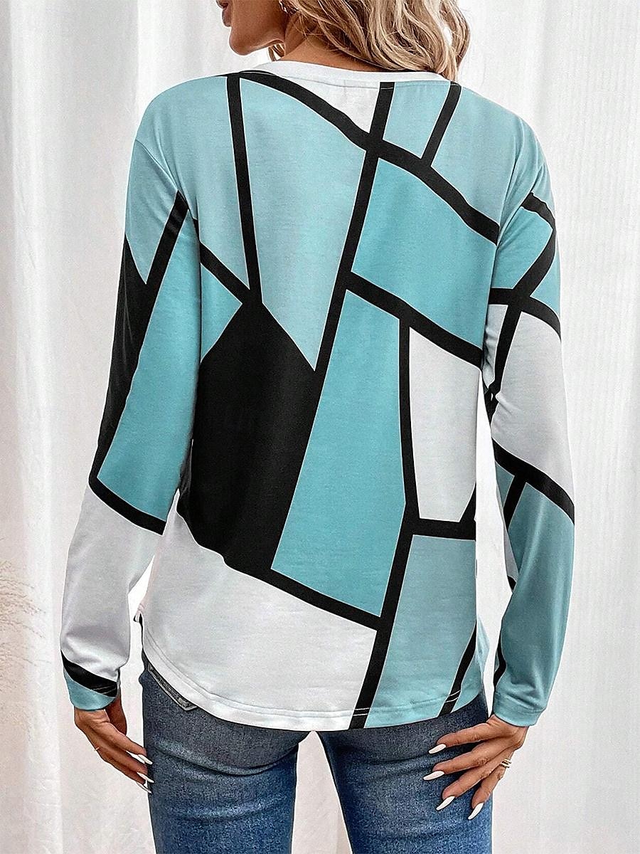 Color Block Casual Long Sleeve Tee - Image 2