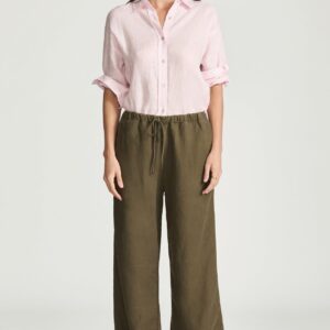 MARCELA WIDE LEG IN MILITARY GREEN LINEN - Image 3