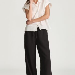 MARCELA WIDE LEG IN BLACK LINEN - Image 1