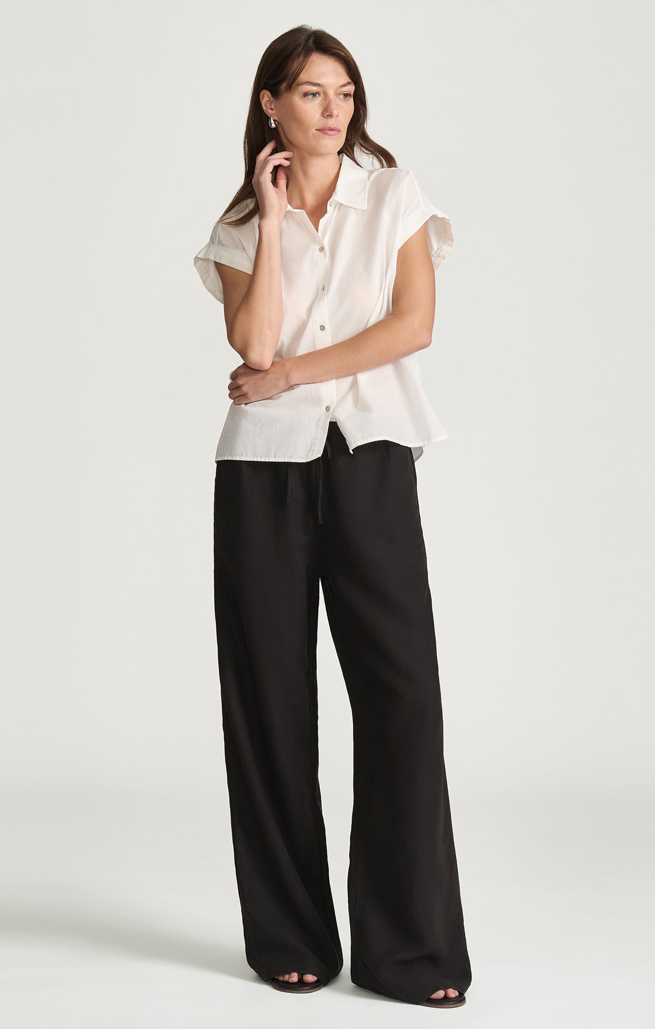MARCELA WIDE LEG IN BLACK LINEN - Image 1