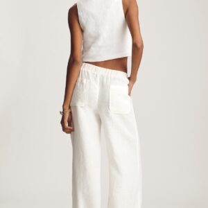 LINEN WIDE LEG PANTS IN ANTIQUE WHITE - Image 4
