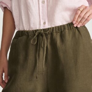MARCELA WIDE LEG IN MILITARY GREEN LINEN - Image 6