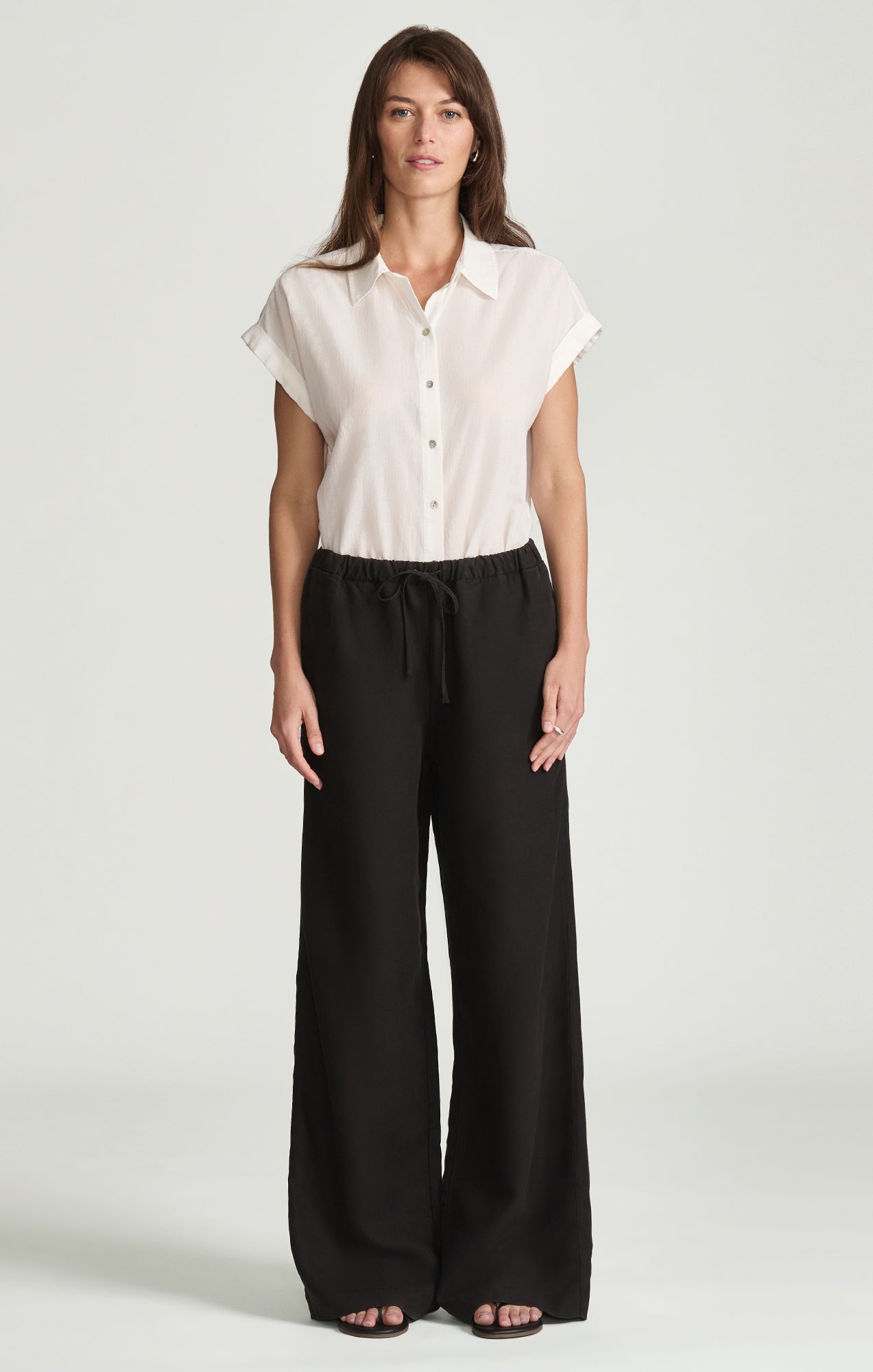 MARCELA WIDE LEG IN BLACK LINEN - Image 3