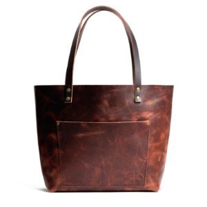 Lava*Classic | Large leather tote bag with sturdy bridle handles and front pocket