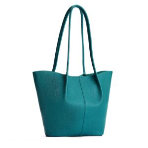 Aquarius*Large | Wide bucket shaped tote bag with matching leather handles