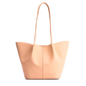 Mamey*Large | Wide bucket shaped tote bag with matching leather handles