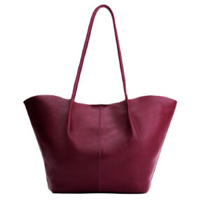 Orchid*Oversized | Extra wide bucket shaped tote bag with matching leather handles