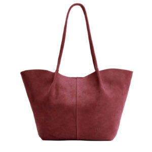 Red Panda*Oversized | Extra wide bucket shaped tote bag with matching leather handles