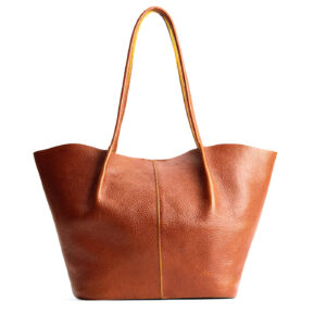 Sienna*Oversized | Extra wide bucket shaped tote bag with matching leather handles