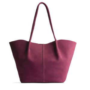 Superbloom*Oversized | Extra wide bucket shaped tote bag with matching leather handles