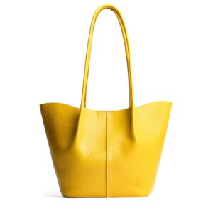 Naples*Large | Wide bucket shaped tote bag with matching leather handles