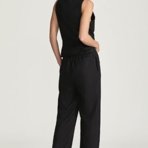 LINEN STRAIGHT LEG PANTS IN BLACK - Image 4