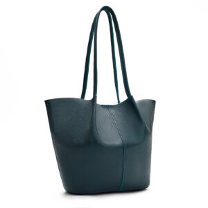 Boreal*Large | Wide bucket shaped tote bag with matching leather handles