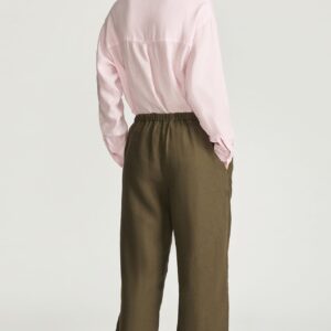 MARCELA WIDE LEG IN MILITARY GREEN LINEN - Image 2